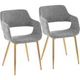 Margarite Dining Accent Chair in Gold & Grey Fabric (Set of 2)